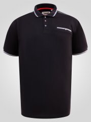 D555 Potts Jersey Polo With Jacquard Collar & Cuffs Μαύρο