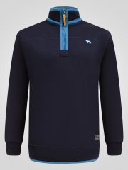 D555 Conway 2 1/4 Zip Neck Fleece Sweatshirt With Bear Logo Μπλε μαρέν