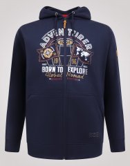 D555 Hector Adventurer Printed Zip Through Hoody Μπλε μαρέν