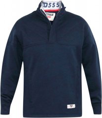 D555 SWANN Quarter Neck Sweatshirt With Quilted Top Panel Navy
