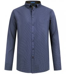 D555 Middlesbrough Long Sleeve AOP Micro Blue Shirt Navy
