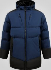 D555 Hank Ripstop Contrast Panelled Padded Hooded Jacket Μπλε μαρέν