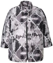 Ulla Popken 816673 Oversized ζακάρ σακάκι με μανίκι 3/4 Μαύρο