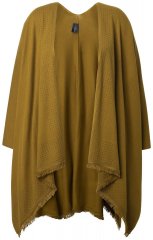 Ulla Popken 841117 Πλεκτό oversized πόντσο με στρας Λαδί