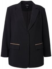 Ulla Popken 845336 Oversized ελαστικό σακάκι με δύο κουμπιά Μαύρο