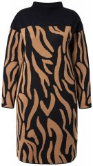 Ulla Popken 845378 Πλεκτό φόρεμα με animal print Μπεζ