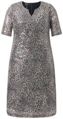 Ulla Popken 848137 Φόρεμα με παγιέτες με animal print Μπεζ