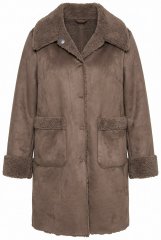 Ulla Popken 850251 Παλτό teddy Ανοιχτό καφέ