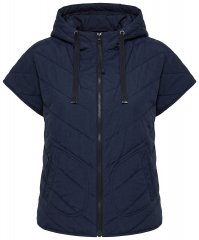 Ulla Popken 851785 Oversize καπιτονέ γιλέκο με κουκούλα Σκούρο μπλε