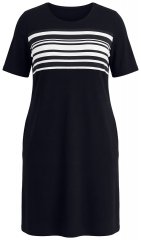 Ulla Popken 852079 Ριγέ φόρεμα t-shirt Μαύρο
