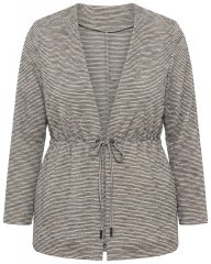 Ulla Popken 852086 Ριγέ ζακέτα με κορδόνι Taupe