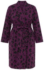 Ulla Popken 853168 Πετσετέ μπουρνούζι με animal print Δαμασκηνί