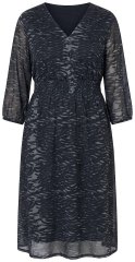 Ulla Popken 853620 Μίντι φόρεμα με animal print και μανίκια 3/4 Μαύρο