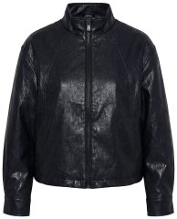 Ulla Popken 854795 Μπουφάν biker από συνθετικό δέρμα Μαύρο