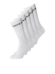 Jack & Jones Basic Logo Κάλτσες τένις Λευκό 5-pack