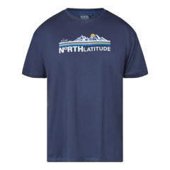 North Latitude Mountain T-Shirt V-Neck Μπλε μαρέν