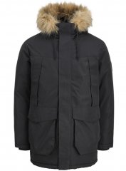 Jack & Jones Camp Faux Fur Parka Black