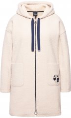 Ulla Popken Oversized Teddy Plush Heart Detail Jacket Pebble Grey
