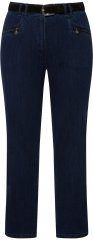Ulla Popken Mony Elastic Waist Zip Pocket Jeans Dark Blue Denim