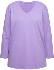 Ulla Popken Back To Basics V-Neck Relaxed Fit Cotton Tee Pale Lilac