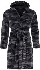 Espionage PJ159 Camo Fleece Gown Black/Grey