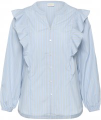 Kaffe Curve Lenia Flounce Shirt Powder Blue Stripe