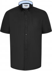 D555 James Oxford Πουκάμισο Με Κοντά Μανίκια TALL Μαύρο