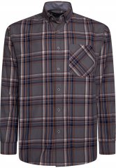 Kam Jeans 6350 Casual Gingham Check Shirt Long Sleeve Grey