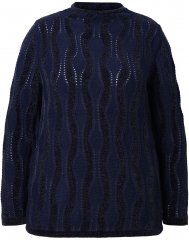 Ulla Popken Openwork Chenille Sweater Navy