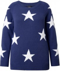 Ulla Popken Glitter Stars Soft Knit Sweater Blue