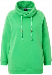 Ulla Popken Drawstring Collar Long Sleeve Sweatshirt Mint Green