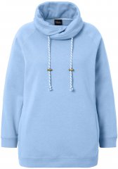 Ulla Popken Drawstring Collar Long Sleeve Sweatshirt Light Blue
