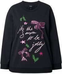 Ulla Popken Sparkling Sequin Bows Christmas Sweatshirt Black 