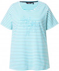 Ulla Popken Palm Tree Embroidered Tee Deep Aqua