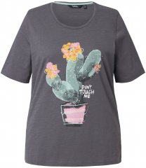 Ulla Popken Cactus Short Sleeve Graphic Tee Graphite Grey