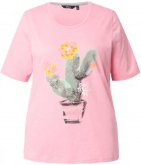 Ulla Popken Cactus Short Sleeve Graphic Tee Pink