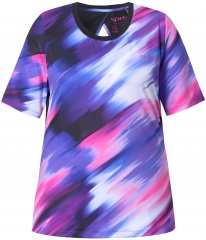 Ulla Popken Cutout Abstract Print Short Sleeve Tee Ink Blue