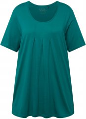 Ulla Popken Essential Front Pleat Tee Dark Emerald