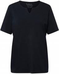 Ulla Popken Essential Notch Neck Stretch Tee Navy Blue