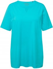 Ulla Popken Essential Notch Neck Stretch Tee Deep Aqua