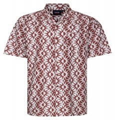 Espionage SH466 Abstract Sun Εμπριμέ πουκάμισο ecru/κόκκινο
