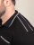 D555 Potts Jersey Polo With Jacquard Collar & Cuffs Μαύρο - Πόλο μπλουζάκια - Aνδρικά μπλουζακια πολο μεγάλα μεγέθη