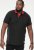 D555 CHESTER Pique Polo With Red Collar With Tipping Detail And Chest Embroidery Black - Πόλο μπλουζάκια - Aνδρικά μπλουζακια πολο μεγάλα μεγέθη