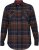 D555 SHERLOCK Check Overshirt With Two Patch Pockets & Button Down Collar Navy - Πουκάμισα - Aνδρικά πουκαμισα μεγαλα μεγάλα μεγέθη