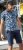 D555 Halifax AOP Hawaiian Print Short Sleeve Polo Blue - Μακό μπλουζάκια - Aνδρικά μπλουζεσ μεγάλα μεγέθη