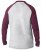 D555 KELTON Long Sleeve Raglan T-Shirt Grey/Burgundy - Μακό μπλουζάκια - Aνδρικά μπλουζεσ μεγάλα μεγέθη