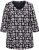 Ulla Popken Snowflake Print 3/4 Sleeve A-Line Tee Black - Τυπωμένα T-shirts για γυναίκες - 