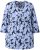 Ulla Popken Floral Print 3/4 Sleeve V-Neck Tee Navy Blue - Τυπωμένα T-shirts για γυναίκες - 