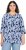 Ulla Popken Floral Print 3/4 Sleeve V-Neck Tee Navy Blue - Τυπωμένα T-shirts για γυναίκες - 