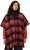 Ulla Popken Oversized Plaid Wing Collar Poncho Red Orange - Μπουφάν - 